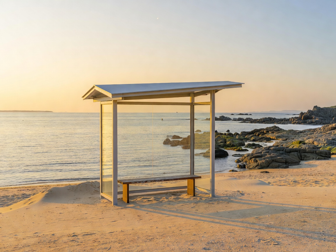 BTS Hyangho Beach Bus Stop Jumunjin Gangneung coastal view