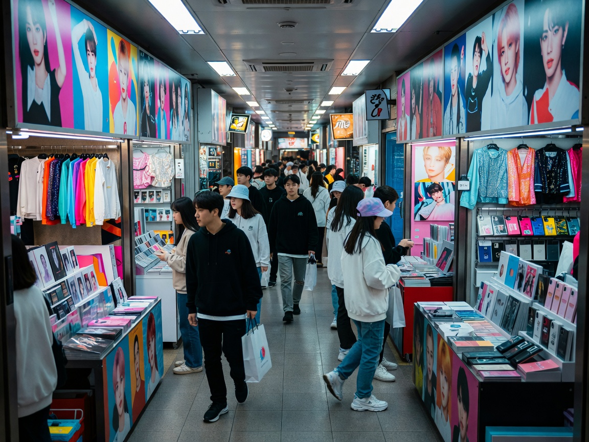Myeongdong K-Pop Underground Shopping Mall records and lightsticks Seoul